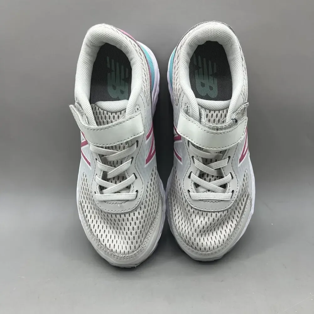 New Balance 680v6 Comfort Sneakers Youth Size‎ 1 Gray Pink Lace Up Strap Shoes